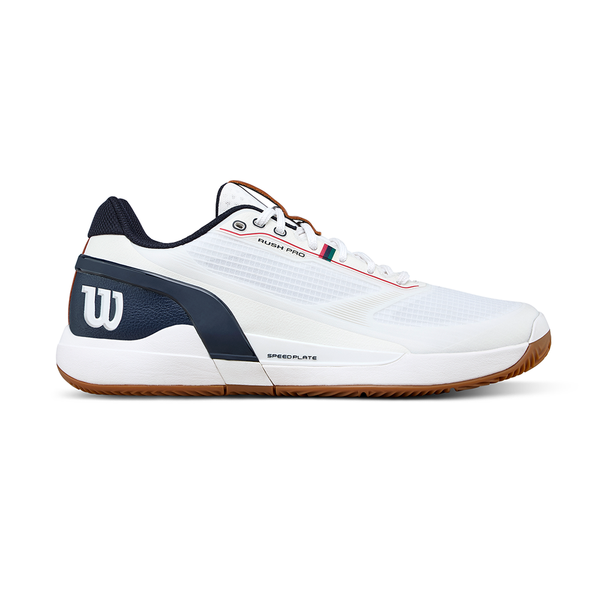 Wilson Mens Rush Pro 5 Clay Tennis Shoe | WHITE/NAVY – Paragon Sports