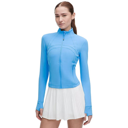 Lululemon Define Cropped Jckt Nulu Zip-Ups in Blue Color
