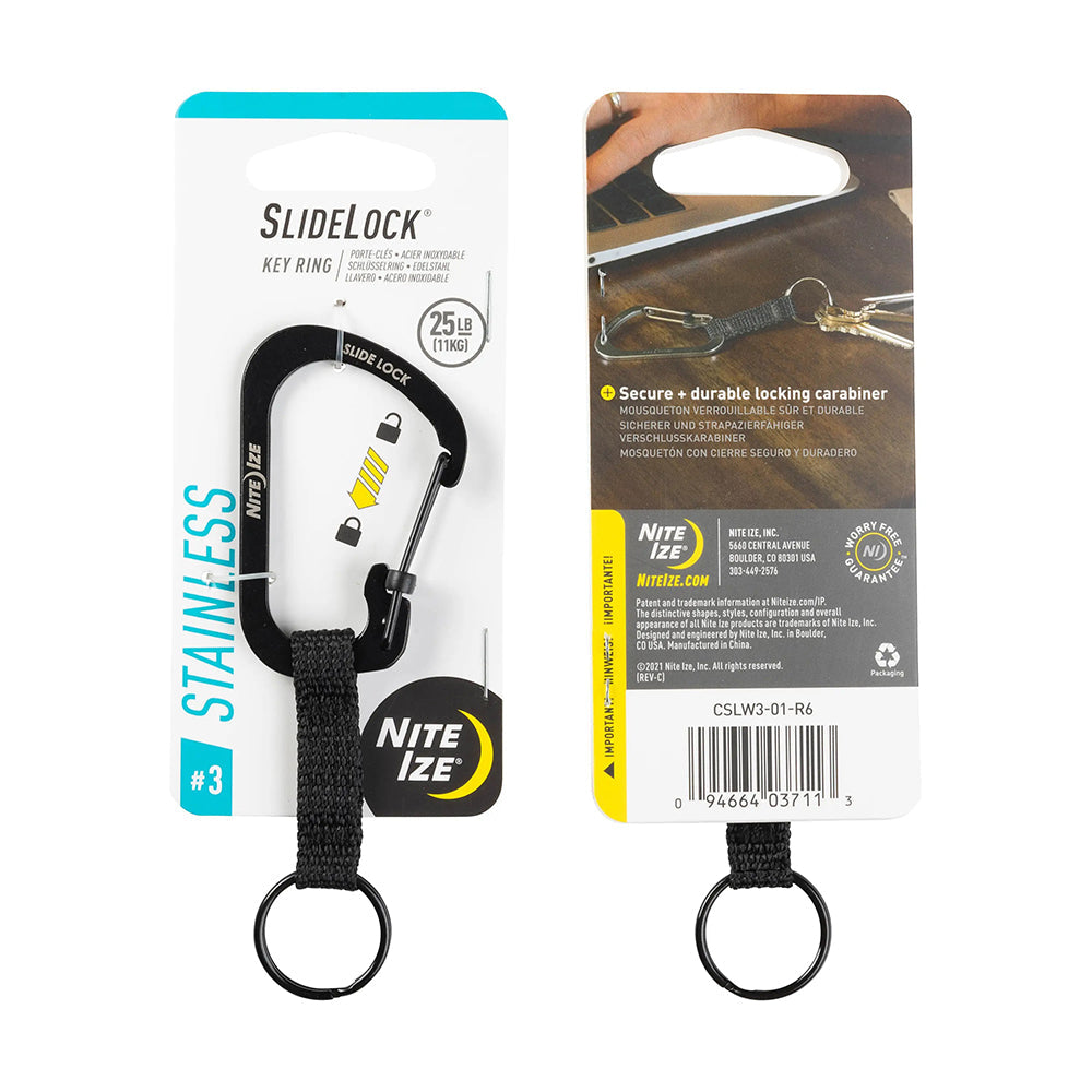 Nite Ize Slidelk Key Rng Stnlss S Camping Accessories in Black Color