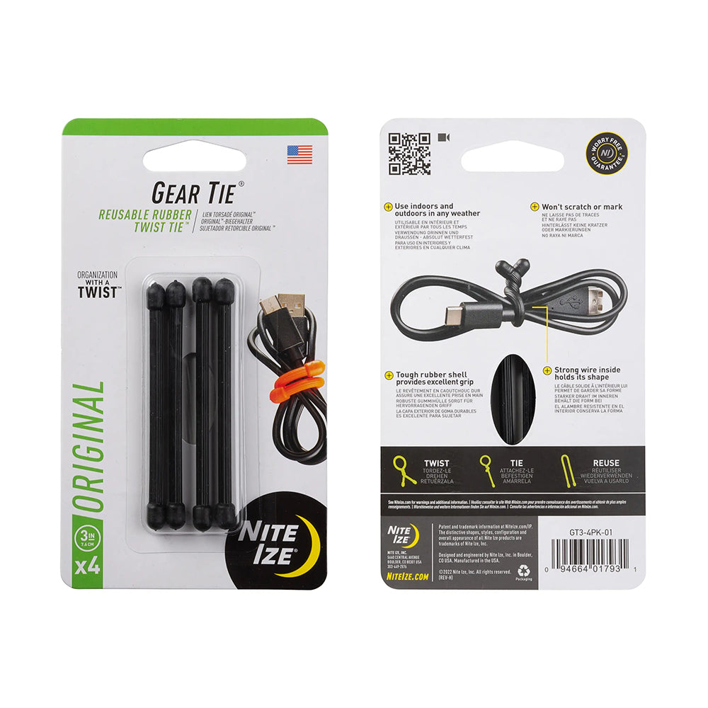 Nite Ize Geartie Reusable 6In Tws Travel Accessories in Black Color