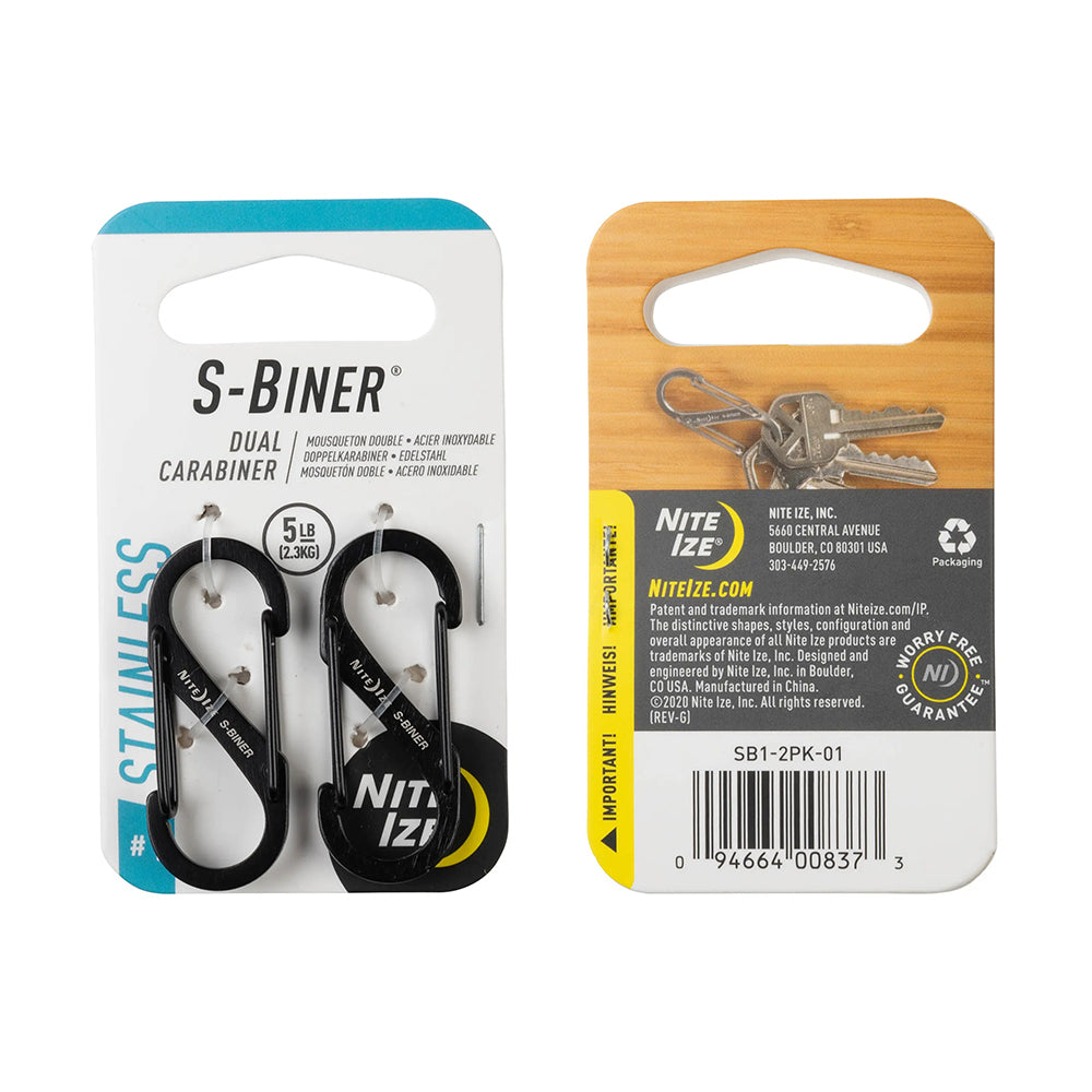 Nite Ize S Biner Stnlss Dl Crbnr3 Camping Accessories in Black Color