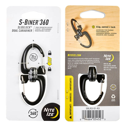 Nite Ize S Bnr 360 Lckg Dl Crb 3 Camping Accessories in Black Color
