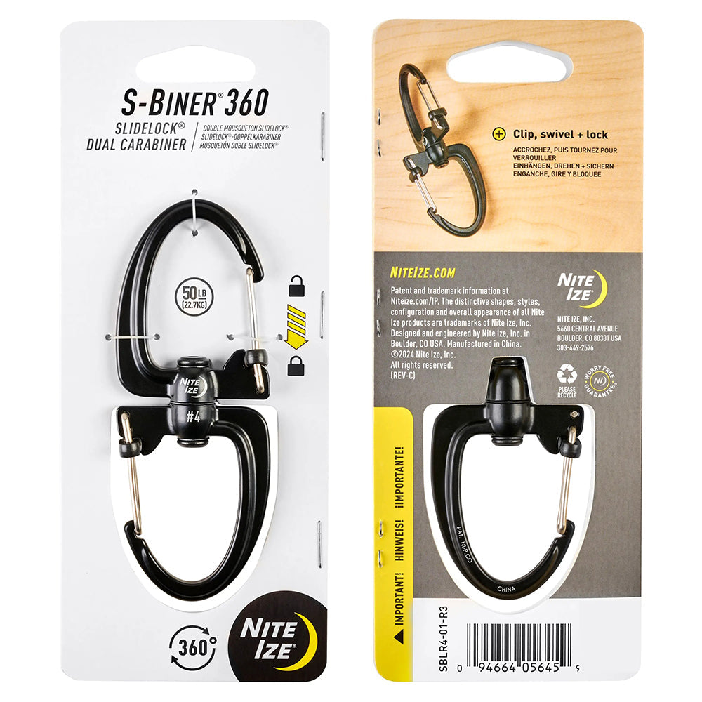 Nite Ize S Bnr 360 Lckg Dl Crb 3 Camping Accessories in Black Color