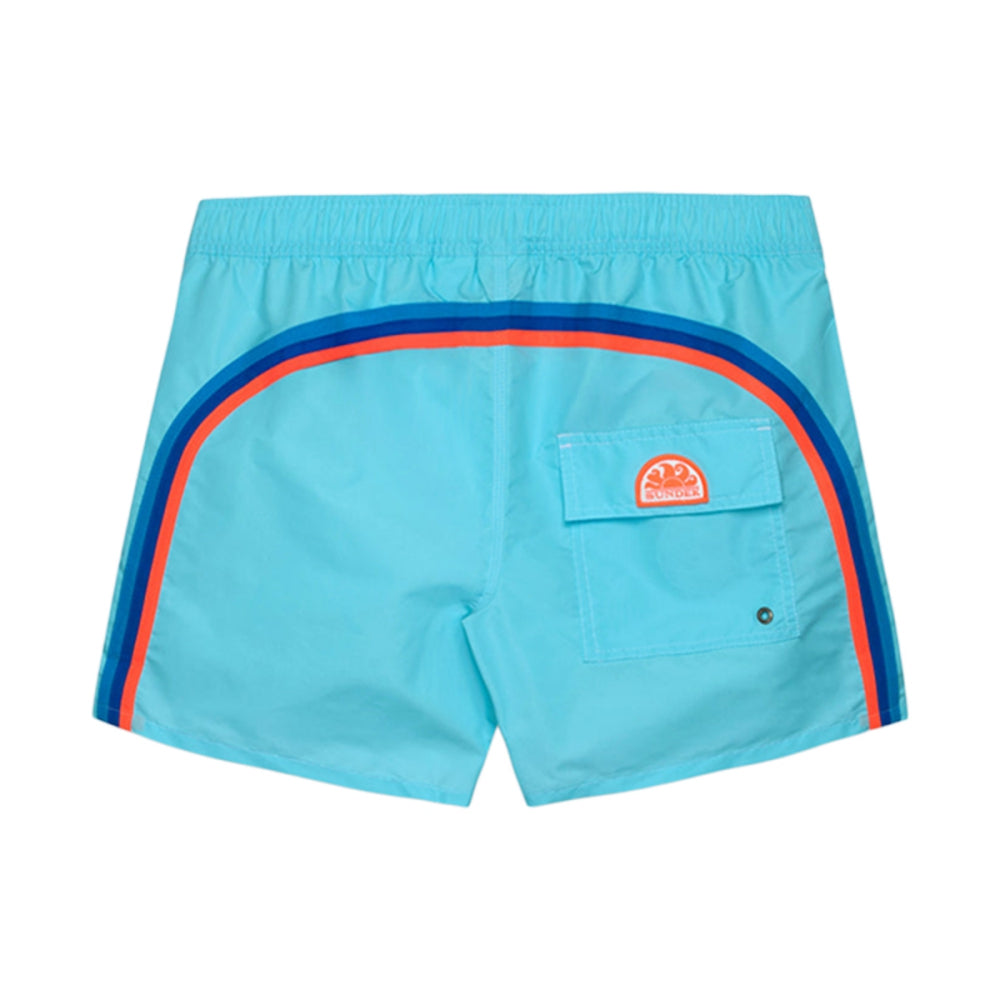Sundek 14 Elastic Waist Solid Swimsuits in Blue Color