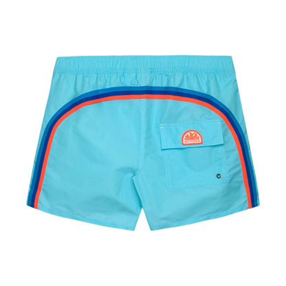 Sundek 14 Elastic Waist Solid Swimsuits in Blue Color