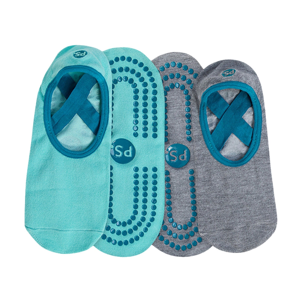 GAIAM 2PK YOGA SOCKS | MINT/TEAL