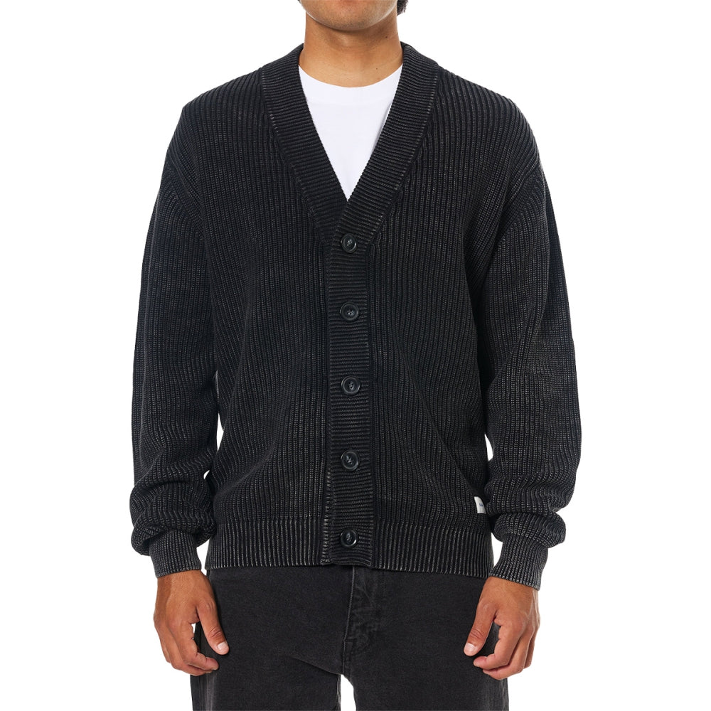 M GALLANT CARDIGAN SWEAT | BLACK WASH