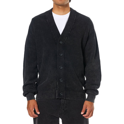 M GALLANT CARDIGAN SWEAT | BLACK WASH