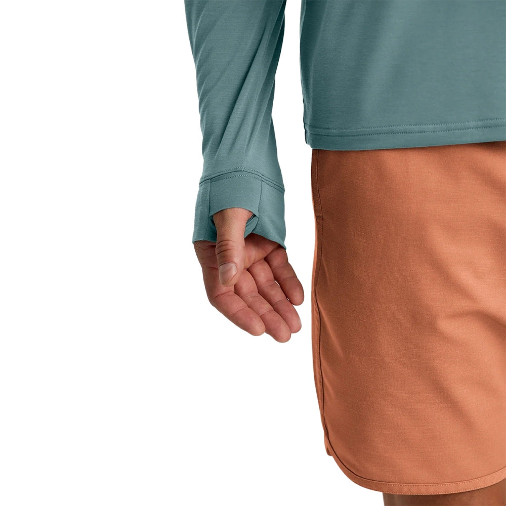Free Fly Mens Elevate Lghtwght Hood Pullover in Blue Color