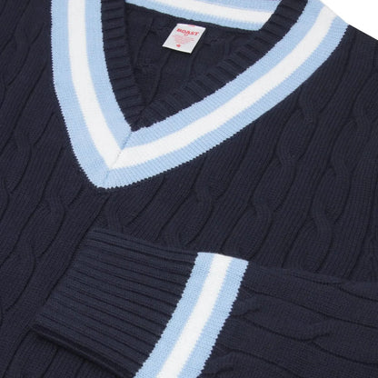 CABLE KNIT SWEATER | 405-NAVY L
