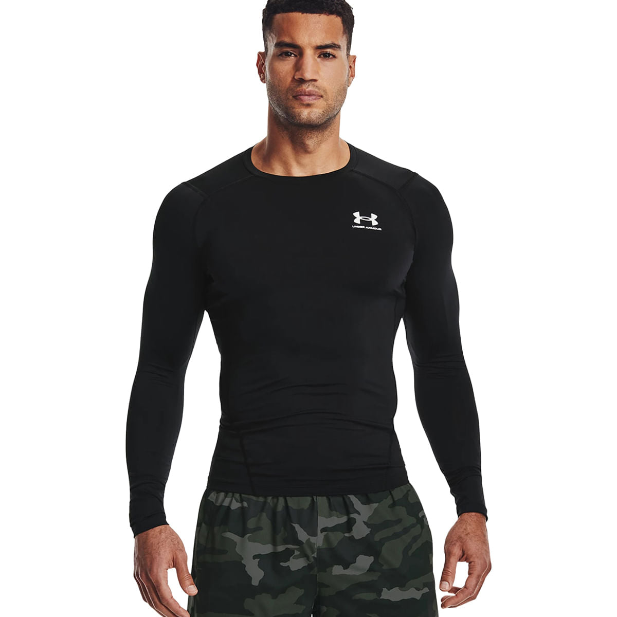 Under Armour Mens Hg Armour L/S Tops in Black Color