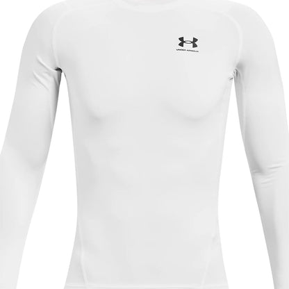 Under Armour Mens Hg Armour L/S Tops in White Color