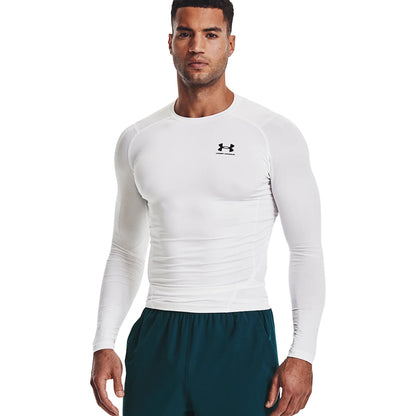 Under Armour Mens Hg Armour L/S Tops in White Color