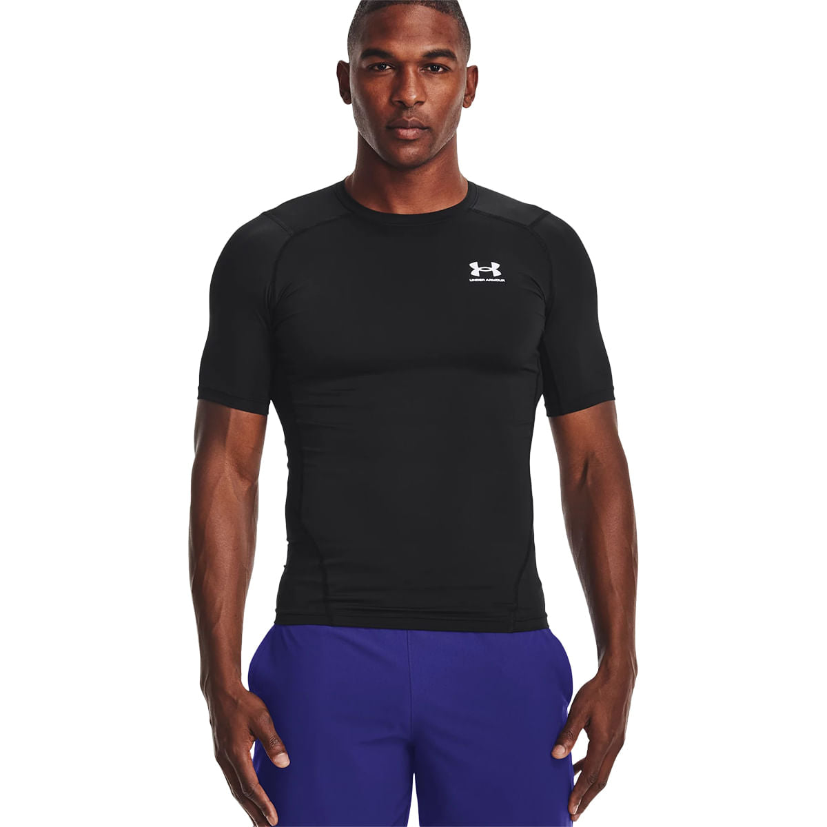 Under Armour Mens Hg Armour S/S Tops in Black Color