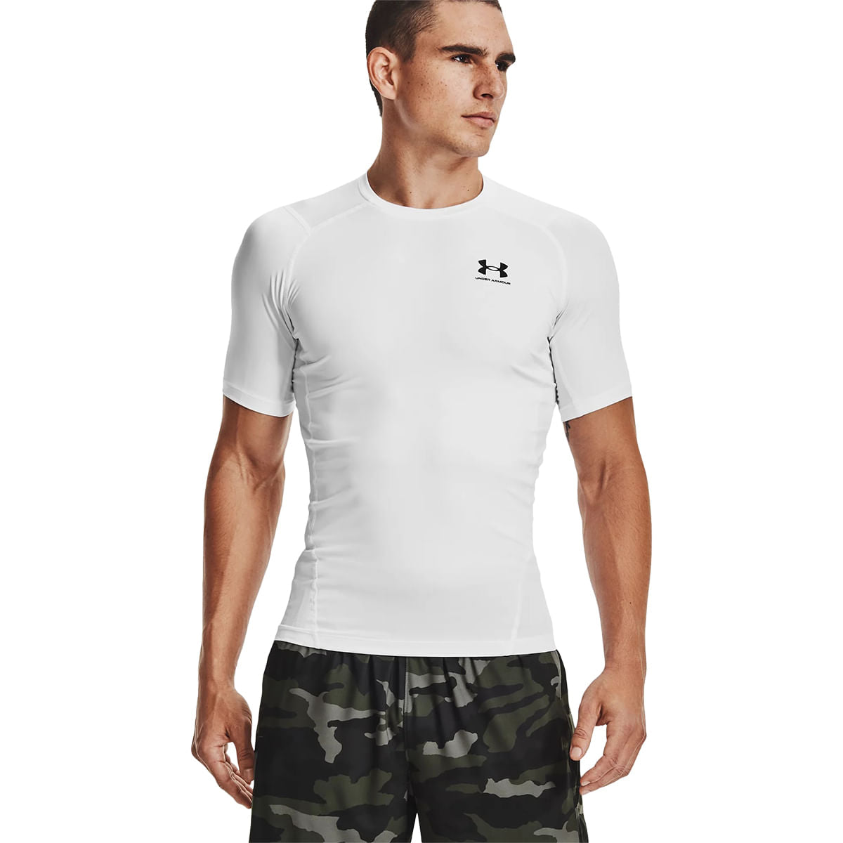 Under Armour Mens Hg Armour S/S Tops in White Color