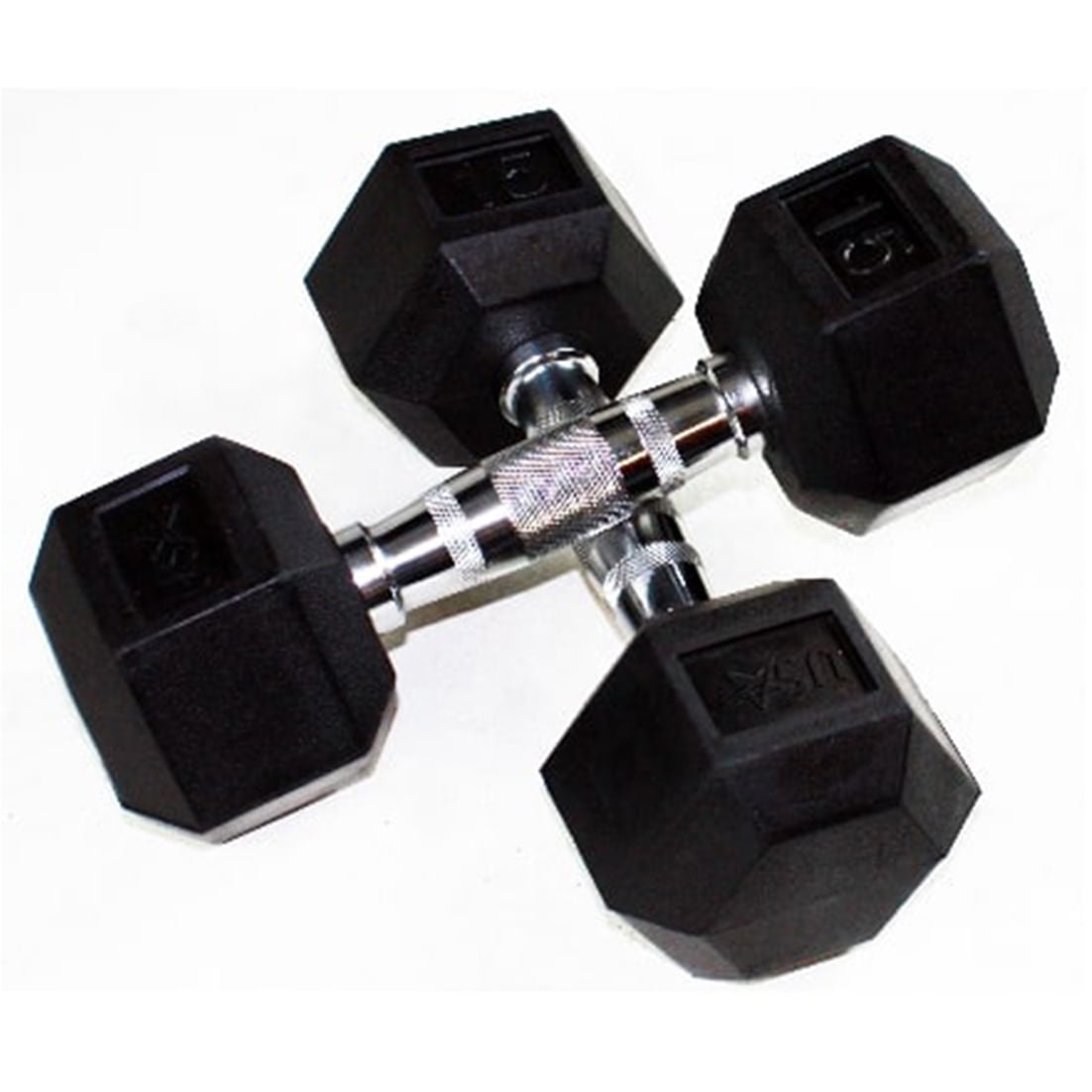 Troy Barbell 15Lb Rubber Hex Dumbbell Fitness Weights in Black Color