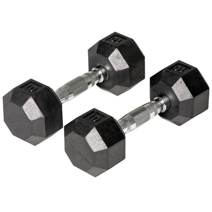 Troy Barbell 20Lb Rubber Hex Dumbbell Fitness Weights in Black Color