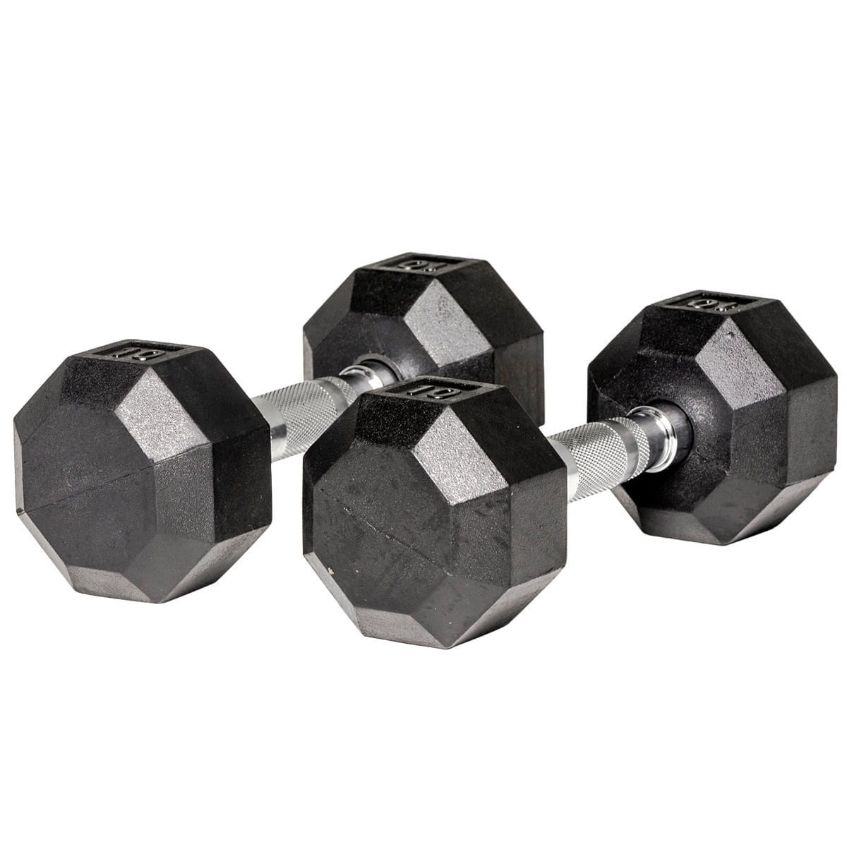 Troy Barbell 20Lb Rubber Hex Dumbbell Fitness Weights in Black Color
