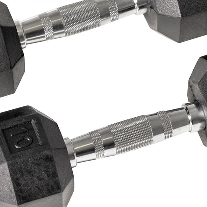 Troy Barbell 20Lb Rubber Hex Dumbbell Fitness Weights in Black Color