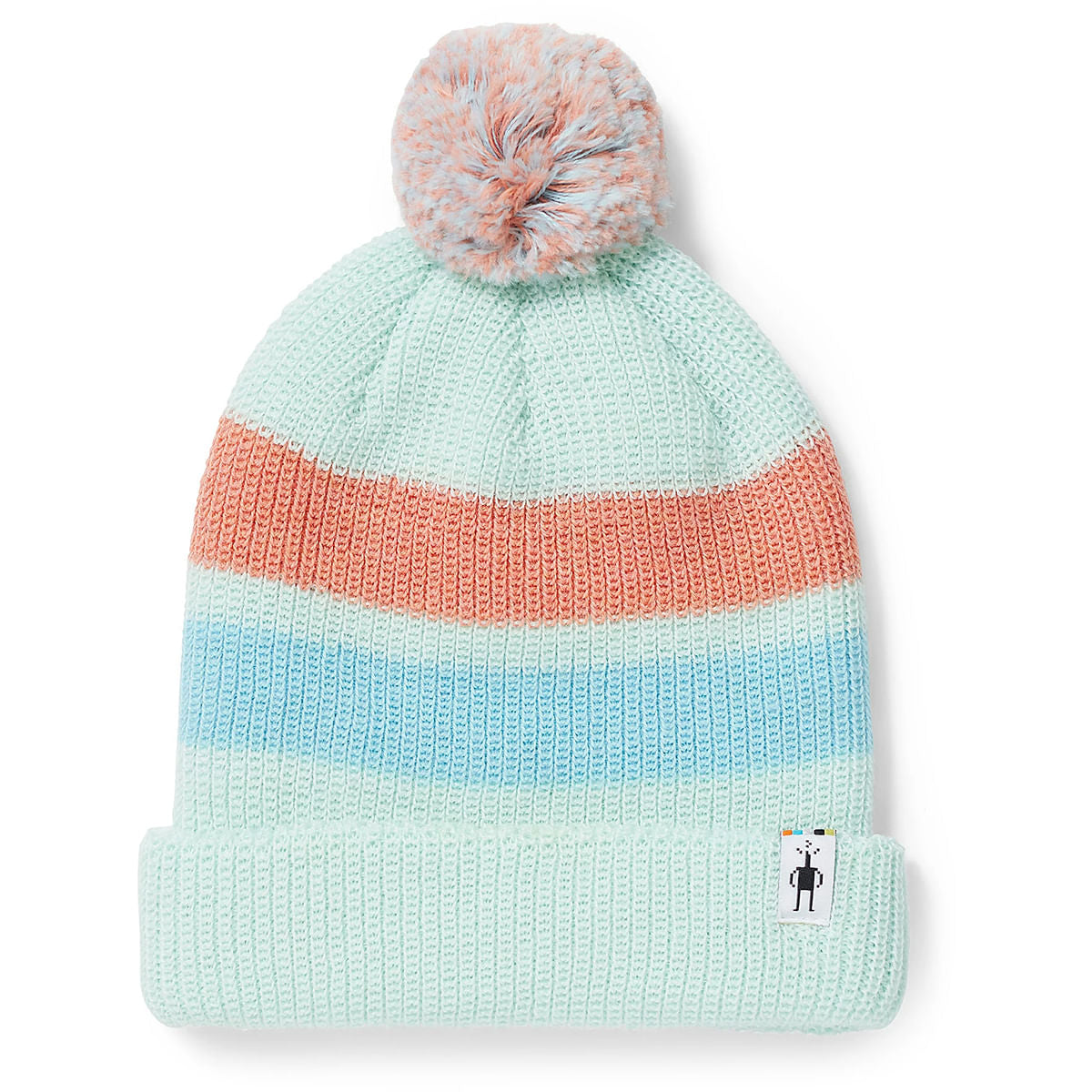 KIDS STRIPE POM BEANIE | J21-B.AQUA