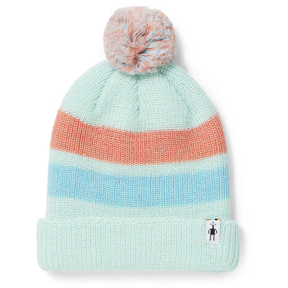 KIDS STRIPE POM BEANIE | J21-B.AQUA