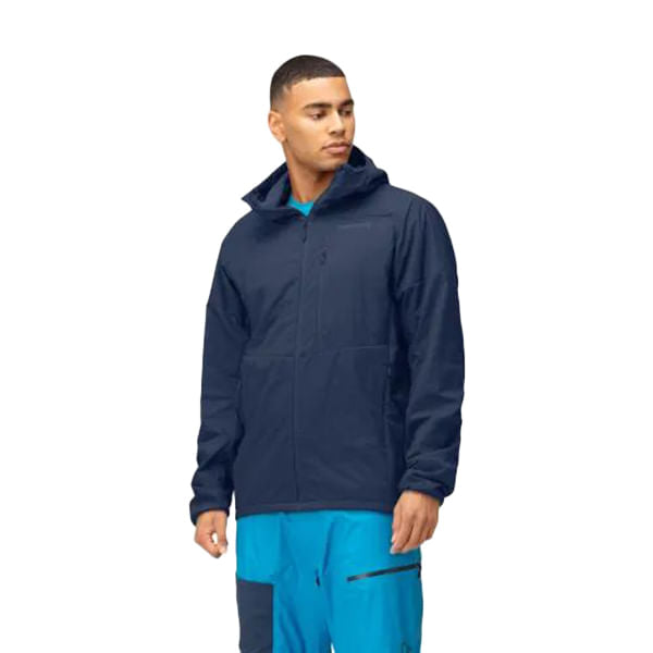 Norrona Mens Alpha 100 Zip Hood Midlayer in Blue Color