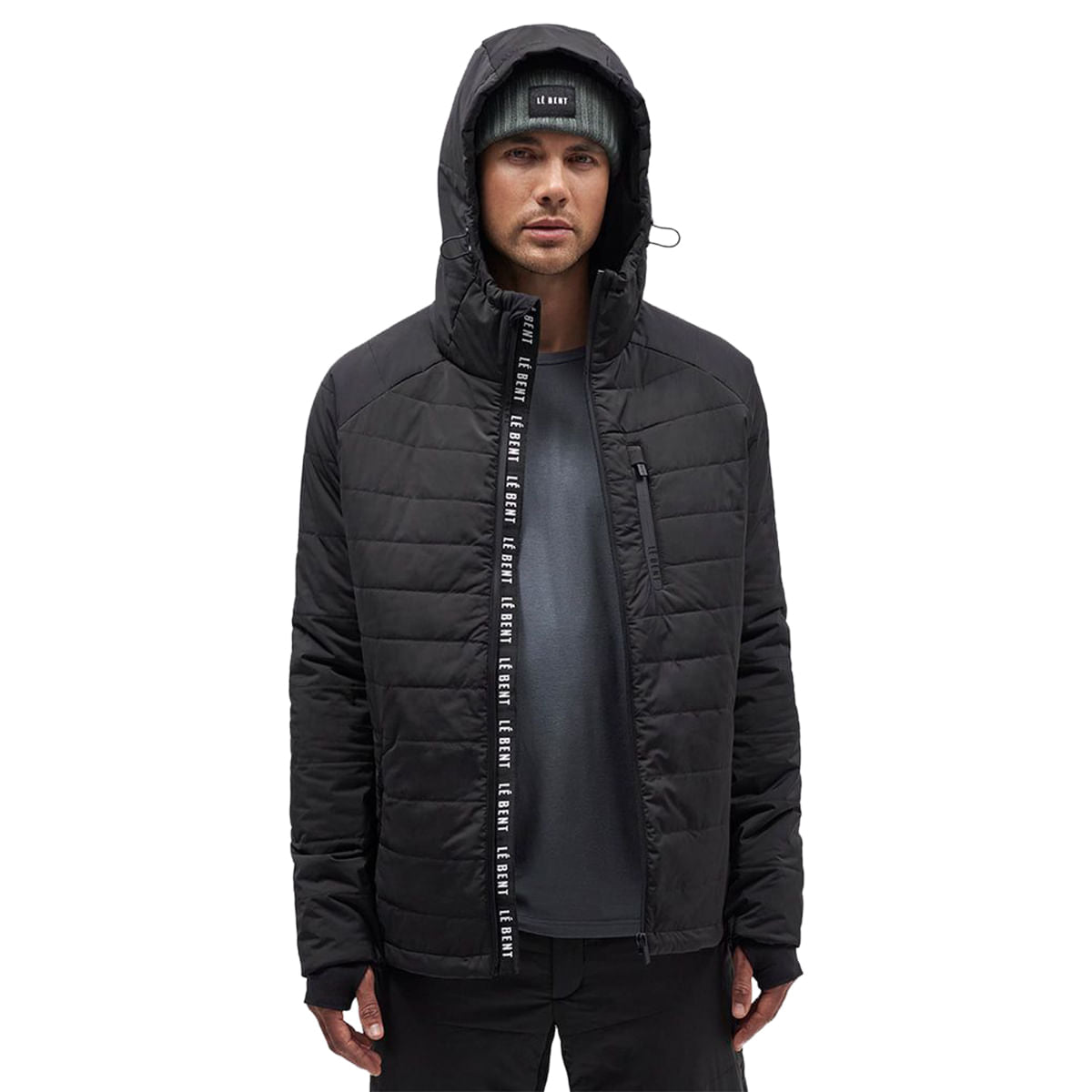 Le Bent Mens Pramrou Insult Hooded Jackets in Black Color