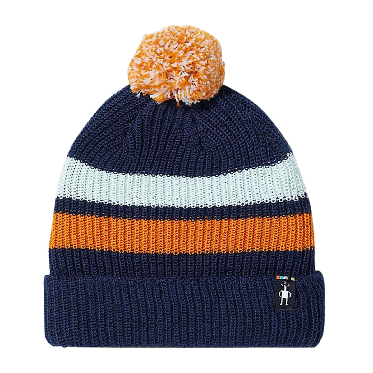 KIDS STRIPE POM BEANIE | 092-NAVY