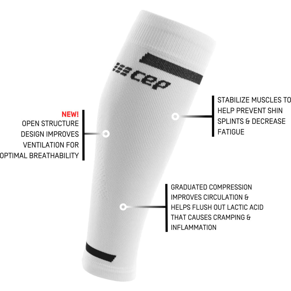 Cep Mens 4.0 Comp.Calf Sleeve in White Color