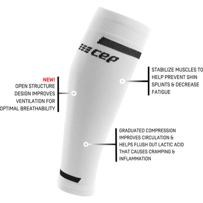 Cep Mens 4.0 Comp.Calf Sleeve in White Color