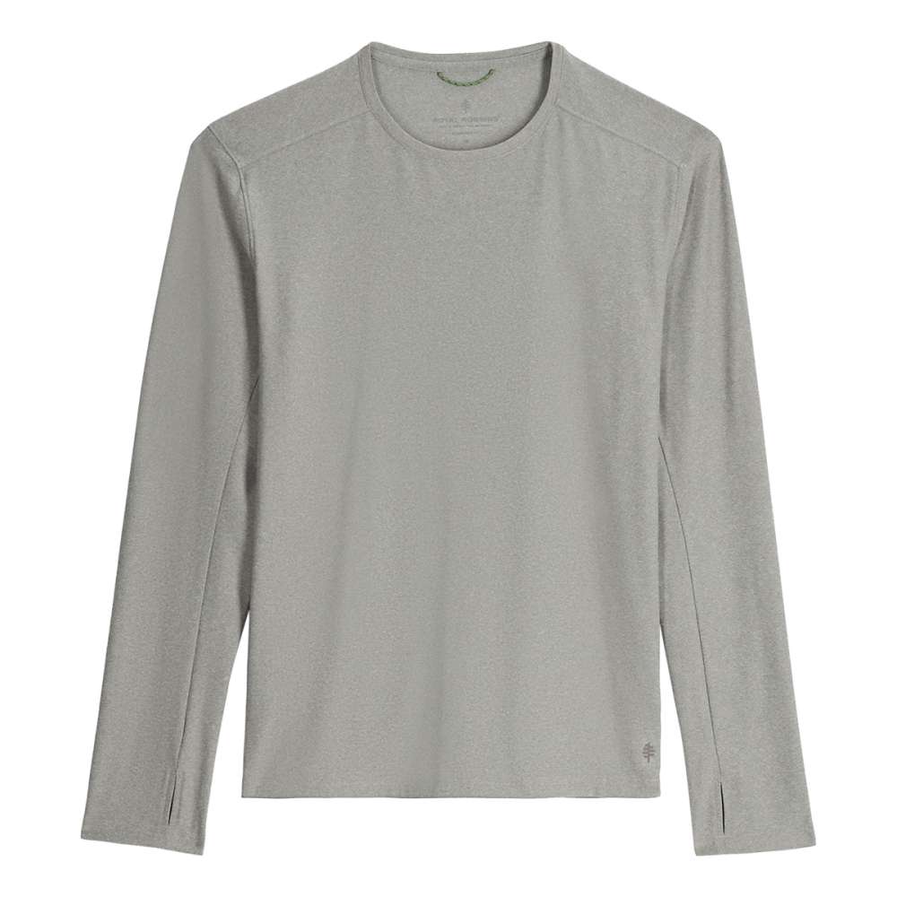 Royal Robbins Mens Amp Lite Crew L/S Tops in Grey Color