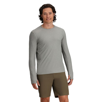 Royal Robbins Mens Amp Lite Crew L/S Tops in Grey Color
