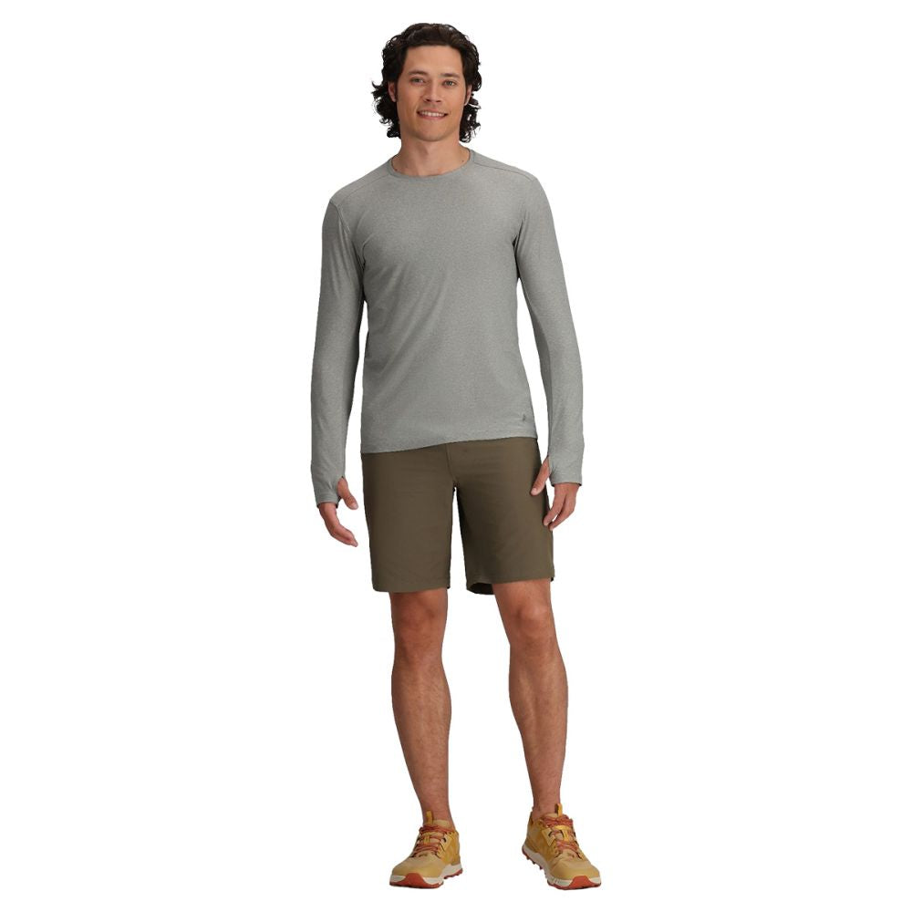Royal Robbins Mens Amp Lite Crew L/S Tops in Grey Color