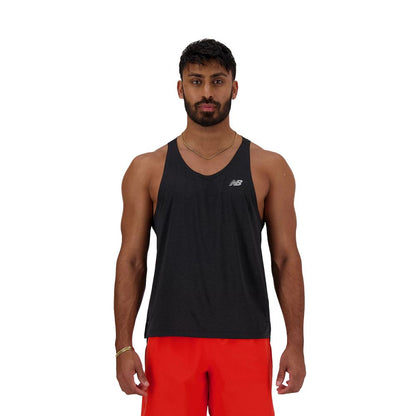 New Balance Mens Athletics Singlet Tops in Black Color