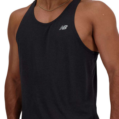 New Balance Mens Athletics Singlet Tops in Black Color
