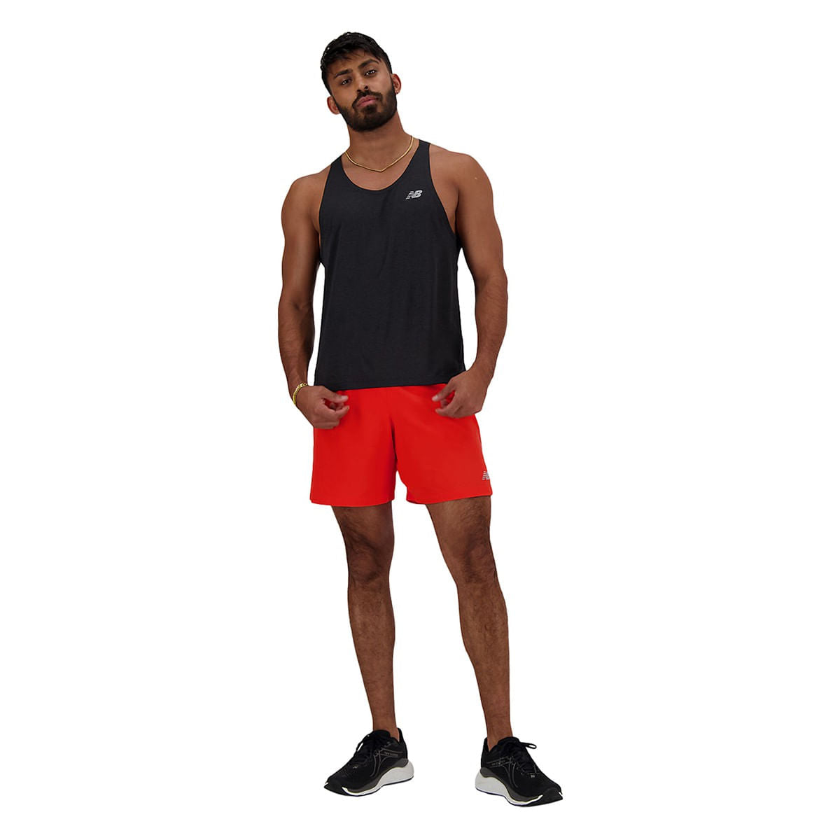 New Balance Mens Athletics Singlet Tops in Black Color