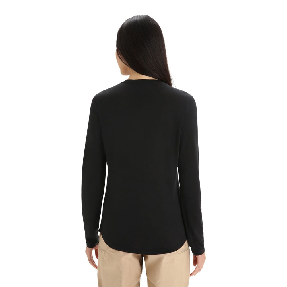 Icebreaker Womens L/S 125 Coollt Spheret Tops in Black Color