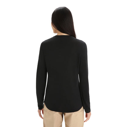 Icebreaker Womens L/S 125 Coollt Spheret Tops in Black Color