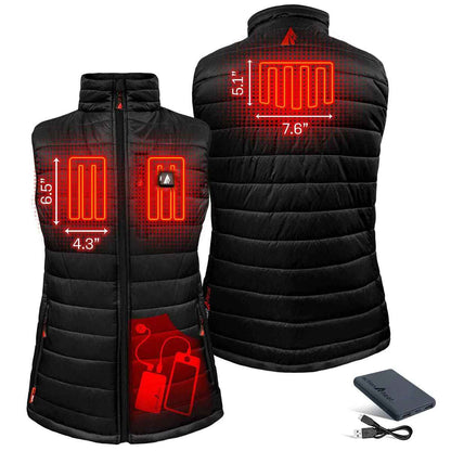 Actionheat Womens W/Puffer Vest Electric Apparel in Black Color