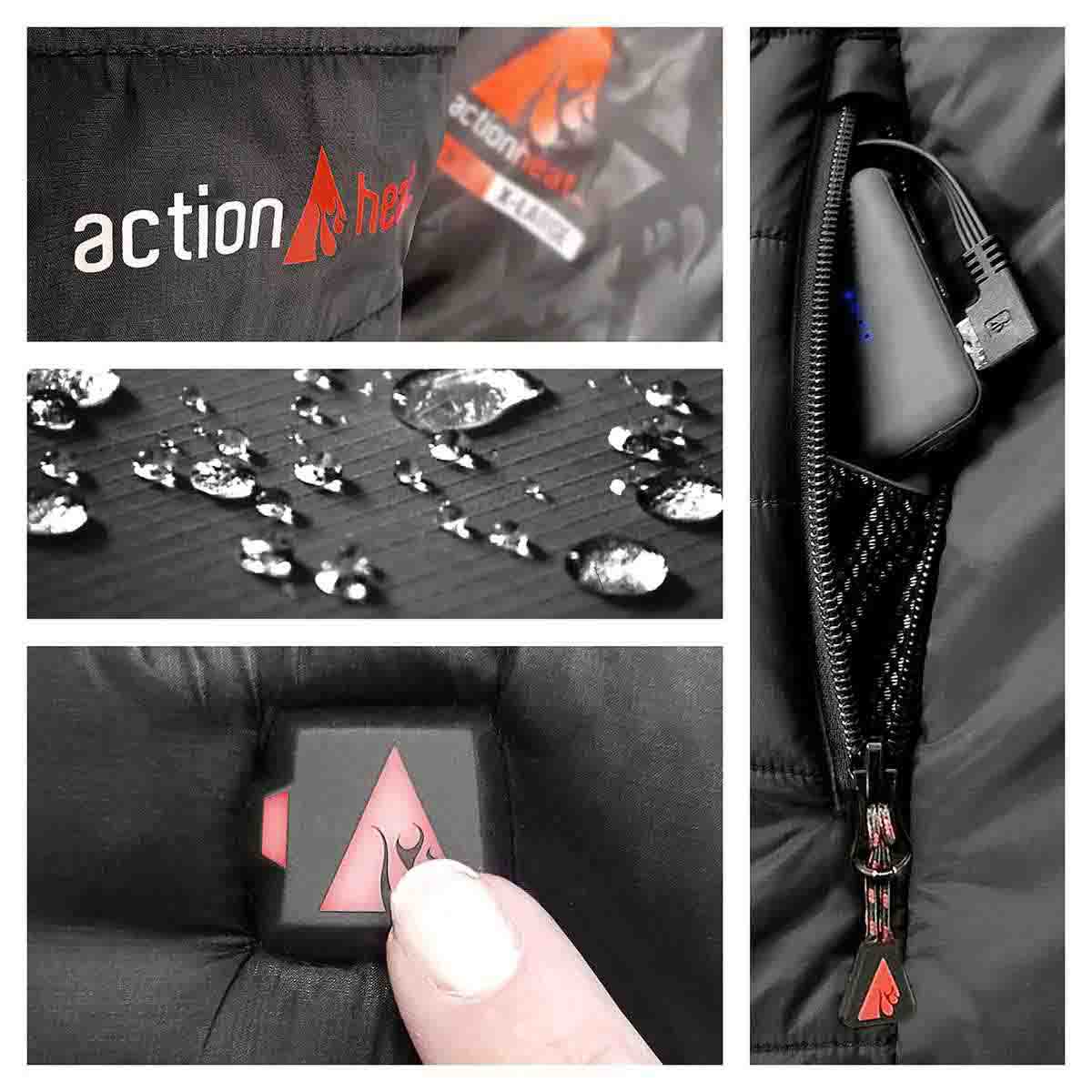 Actionheat Womens W/Puffer Vest Electric Apparel in Black Color