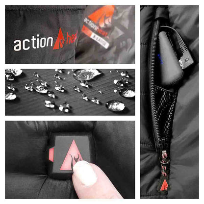 Actionheat Womens W/Puffer Vest Electric Apparel in Black Color