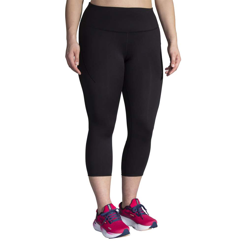 Brooks Womens Spark Capri Tights in Black Color