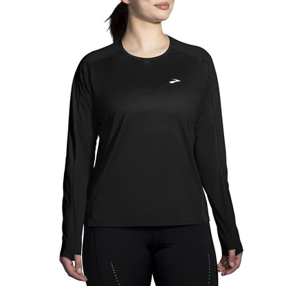 Brooks Womens Sprint Free Long Sleeve Tops in Black Color