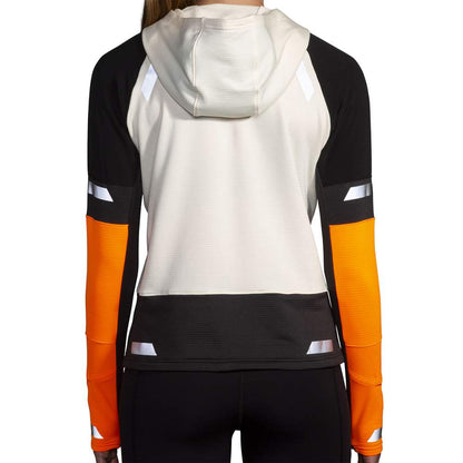 Brooks Womens Run Visible Thermal Hood Pullover in White Color