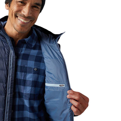 Stio Mens Hometown Hooded Vest M Midlayer in Blue Color
