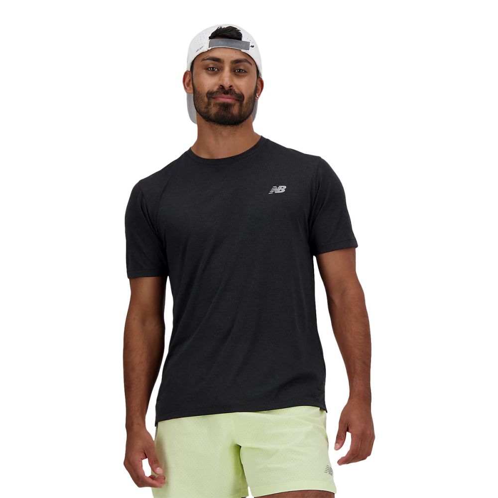 New Balance Mens Athletics Tshirt Tops in Black Color