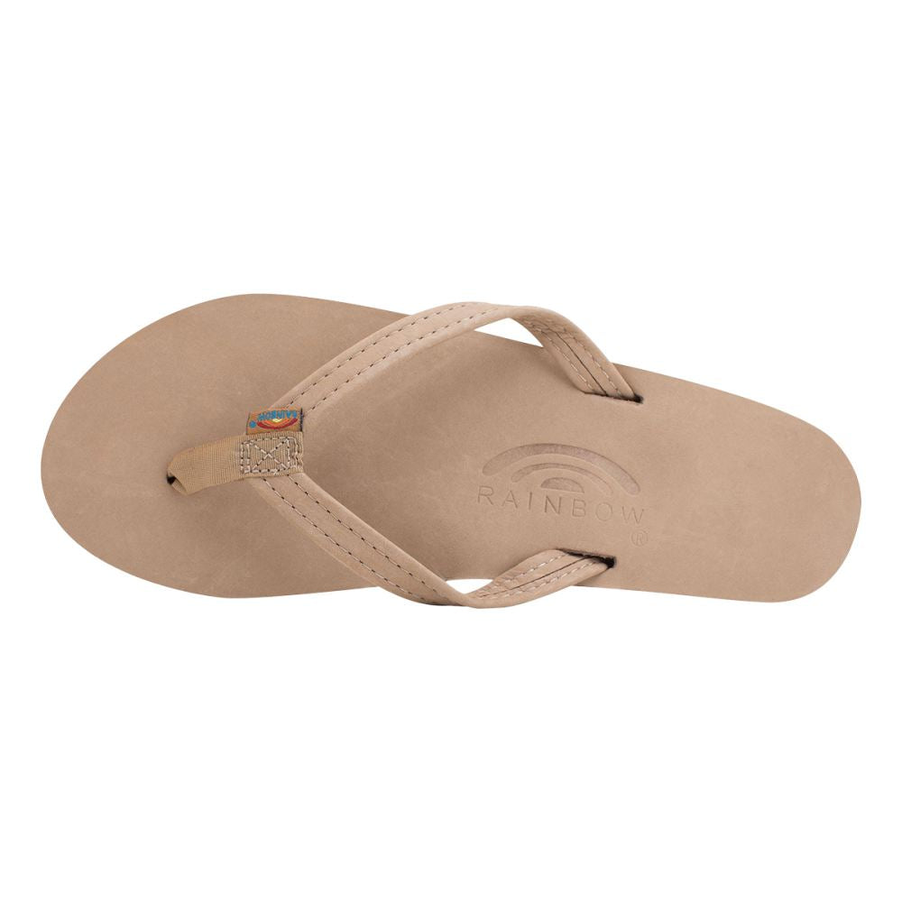 Rainbow Womens Premium Thin Leather Flip-Flops in Brown Color