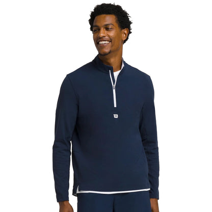 Wilson Mens Elevate Perf 1/2 Zip Tops in Blue Color