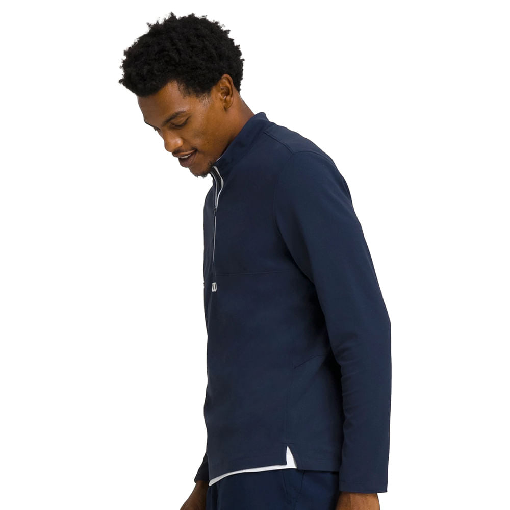 Wilson Mens Elevate Perf 1/2 Zip Tops in Blue Color