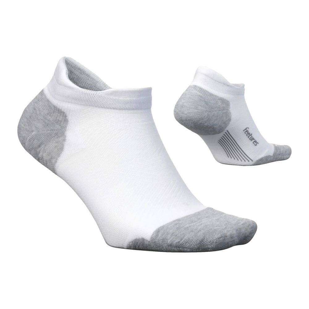 Feetures Unisex Elite Max Cushion No Sho Socks in White Color